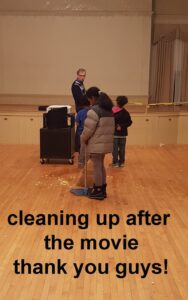 cleaning up after